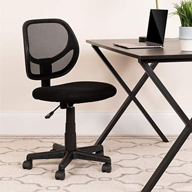 Flash Furniture Neri Low Back Black Mesh Swivel Task Office Chair with Curved Square Back - Image 2
