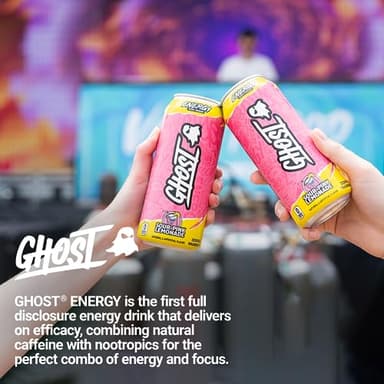 GHOST Energy Drink - 12-Pack, Sour Pink Lemonade, 16oz Cans - Energy & Focus & No Artificial Colors - 200mg of Natural Caffeine, L-Carnitine & Taurine - Gluten-Free & Vegan - Image 6