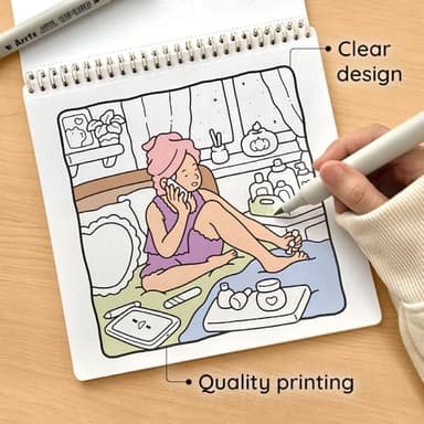 Girl Moments Vol. 2 - Coloring Book (Spiral Bound) & Sticker Set for Adults & Teens - Image 4