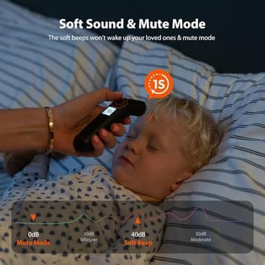 iHealth Touchless Thermometer for Adults and Kids, Color-Coded Alert & Silent Mode, 1-Second Accurate Fever Check, Portable for Home, Travel Use - PT2L Black - Image 5