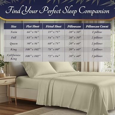 DECOLURE 100% Viscose Derived from Bamboo Sheets Queen Size 4pcs - Ultra Soft & Luxuriously Cooling, 17" Deep Pocket, Double Stitching, Perfect for Hot Sleepers - Queen Bed Sheets (Creme) - Image 8