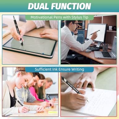 20 Piece Inspirational Pens Kit with Stylus Tip & Sayings – 10 Motivational Pen + 10 Individual Bags – Uplifting Quote & Positive Ideas – For Teachers, Office, School, Meetings, Team Events(Black) - Image 5