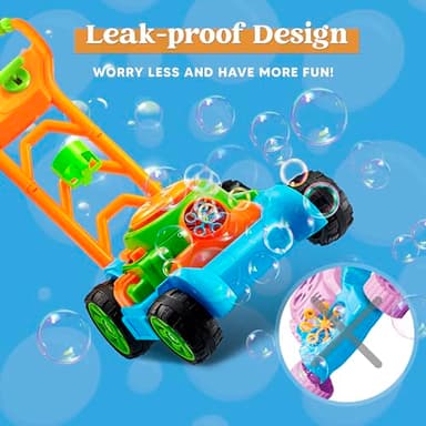 SLOOSH Bubble Lawn Mower Toddler Toys - Pretend Play Bubble Blower Machine Gardening Toy Leak-Proof for Indoor Outdoor Use, Push Toys Preschool Baby Boys Kids Halloween Birthday Gifts (Blue) - Image 8