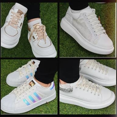 IRIS CRAFT 1 Pair Sparkly Rhinstones Flat Shoelaces for Sneakers, High Top Glitter Shoelaces, Bling Charm Shoe Strings for Women, Kids, and Youth, Off White+White Strass - Image 6