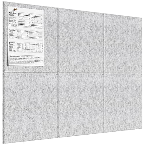 MaxGear Large Cork Board for Wall 36" x 24", Silver Gray Bulletin Board, 6 Pack Felt Wall Tiles with Pushpins, Cork Boards for Office Push Pin Board Tack Board Felt Board - Image 1