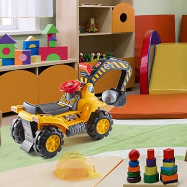 Play22 Toy Tractors for Kids Ride On Excavator - Music Sounds Digger Scooter Bulldozer Includes Helmet with Rocks - Pretend Play - Toddler Construction Truck - Image 9