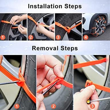 Reusable Snow Tire Chains for Trucks & SUVs - 2025 Upgrade 10 PCS Emergency Anti-Skid Traction Chains, Heavy Duty Plastic Wheel Cables for Winter Driving on Snow/Ice & Muddy Roads - Image 6