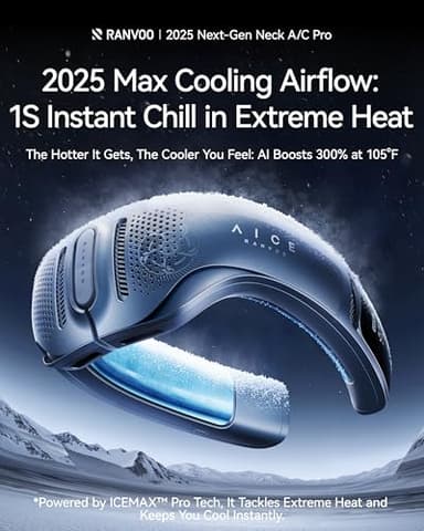 RANVOO AICE LITE Plus 2025 Max Cooling Airflow [No.1 Coolest & Most Durable] Neck Air Conditioner, Ultimate Immersive Personal AC 6,000 mAh Rechargeable Neck Fan Blow Cold Air, Gifts for Mom Dad, Blue - Image 2