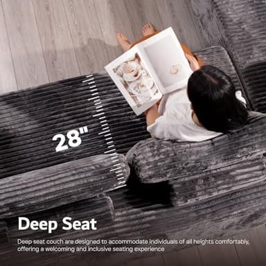 ovios Sectional Cloud Couch for Living Room, Modular Floor Sofa with Plush Corduroy, No Assembly Required, Big Comfy Couches Set with Fluffy Memory Foam, Stupendous U Shaped Sofas with Chaise, Grey - Image 6