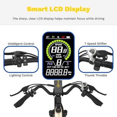 ZDZA Electric Bike for Adults 26'', 1200W Peak Motor, Up to 65 Mi Range E Bikes for Adults with 7-Speed, 48V Removable Battery, Front Suspension, Adult Electric Bicycles for Commute Beach Snow Womens - Image 5