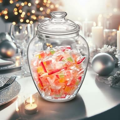 Amazing Abby - Sugar Sugar - 140-Ounce Plastic Candy Jar with Lid, Large Cookie Jar (7.5"(D) x 10.5"(H)), Apothecary Jar, BPA-Free, Shatter-Proof, Dishwasher-Safe, Great for Candy Buffet - Image 2