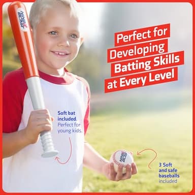 Tee Ball Set for Kids - 4 Year Old Boy Birthday Gift - Baseball Batting Tee for Kids - T Ball Set for Toddlers 3-5, 4-6 - Tball Toys for Ages 3 4 5 6 Year Old Boy - Toddler Outdoor Toys, Baseball Tee - Image 3