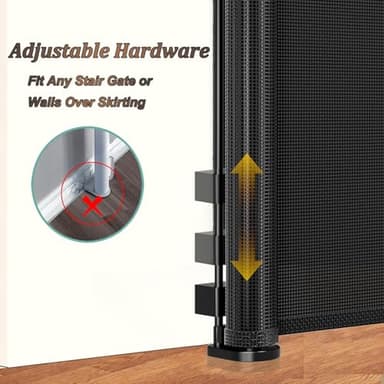 Miumoon 48" Extra Tall Retractable Baby Gates, 150" Retractable Gates with Reinforced Strip Design to Prevent Crawling Through, 12 FT Retractable Dog Gate - Image 6