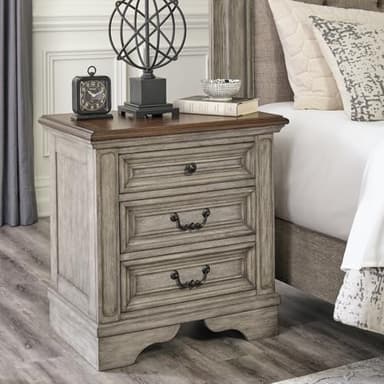 Signature Design by Ashley Lodenbay Casual 3 Drawer Night Stand with USB Charging Ports, Antique Gray - Image 2
