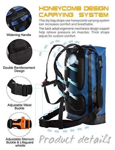 IDRYBAG Waterproof Backpack for Men 20L/30L/40L, Floating Dry Bag Kayak, Dry Backpack Hiking - Image 2