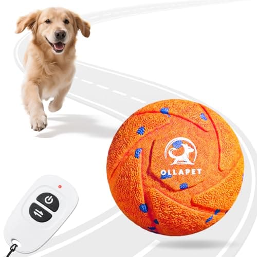 Ollapet Smart Interactive Dog Toy Ball - Auto Bouncing & Rolling, Chew-Resistant E-TPU Material, 3 Interactive Modes, IPX7 Waterproof, Smart Chase Pet Toy Ball for Medium and Large Dogs (Orange)