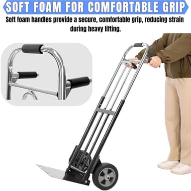 IRONPOW Folding Hand Truck Dolly - 600 LB Capacity, Heavy-Duty Wheels and Compact Design for Moving Heavy Loads in Warehouses, Offices, Homes, and Shopping - Image 5