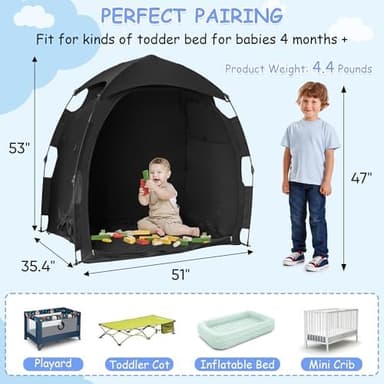 Sleep Tent for Pack N Play, Baby Sleep Tent One-Click Assembly Effective Light Blocking Tent for Sleep Pod & Mini Crib, Light Blocking Tent for Babies and Toddlers - Image 7