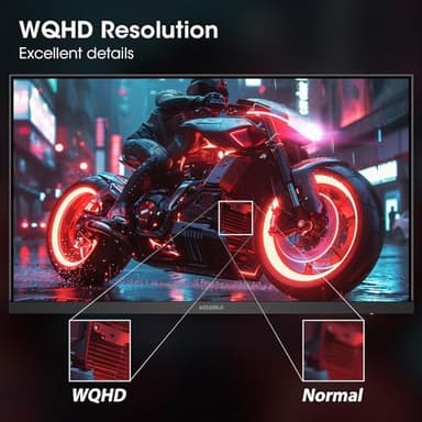 KOORUI 27" 200Hz Gaming Monitor, 1ms Fast IPS Computer Monitor, WQHD (2560 x 1440p) HDR 400 Display, DCI-P3 95% Color Gamut, FreeSync Premium, Adaptive G-Sync, HDMI x 2, DisplayPort, Black - Image 2