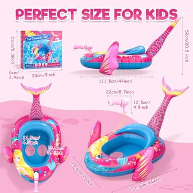 Mermaid Kids Pool Floats with Water Gun, Toddler Inflatable Pool Toys for Kids 3-8 Years Old, Summer Outdoor Water, Beach, Swimming Pool Toy Gifts for Girls and Kid - Image 5