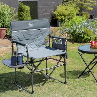 TIMBER RIDGE Aluminum Camping Directors Chair with Side Table Pocket, Portable Folding Chair, Heavy Duty Lawn Chair for Fishing Trip Picnic Concert Outdoor 400lbs, Grey 2 Pack - Image 2