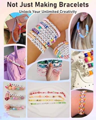 Mio Angle Bracelet Making Kit for Beginner 5000Pcs Preppy Polymer Friendship Bracelet Making with Charms Kit for Jewelry Making DIY Arts and Crafts Birthday Gifts Toys for Kids Age 6-13 - Image 3