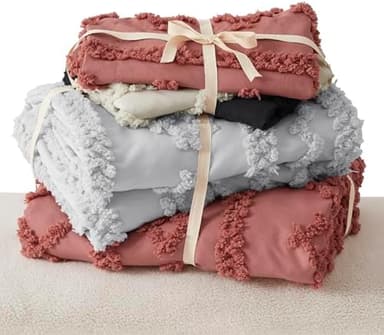 Bedsure Boho Duvet Cover King Size, Soft & Comfortable Elegant Design Boho Bedding for Decoration, Machine Washable Comforter Cover for All Seasons,Includes 1 Duvet Cover & 2 Pillow Shams,Pink - Image 7