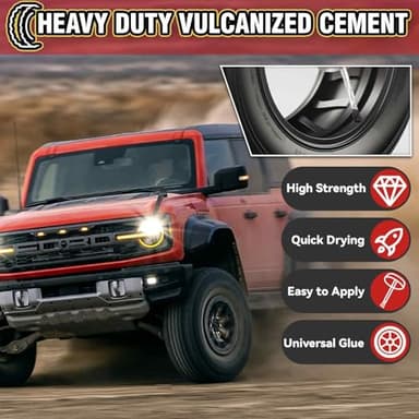 Chemical Vulcanizing Cement 3.4FL.Oz, All Purpose Tire Repair Rubber Glue, Dry Clear Rubber Cement, Tire Patch Glue with Brush Top Can for Car, Motorcycle, Bike Tires - Image 2