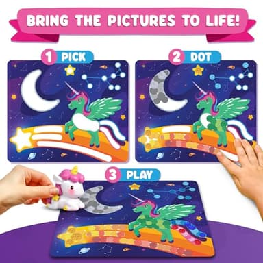 Funcils Dot Art Activity - Unicorn & Princess Sticker Kit, Toddler Art & Craft Supplies for Kids, Birthday Gifts for Boys & Girls Ages 3, 4, 5, 6, 7 Year Old - Kids Travel Toys, Airplane Must Have - Image 3