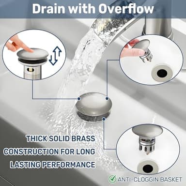 Yodel Faucet Single Handle Waterfall Bathroom Faucet for Sink 1 or 3 Hole with Drain Set,Brushed Nickel - Image 4