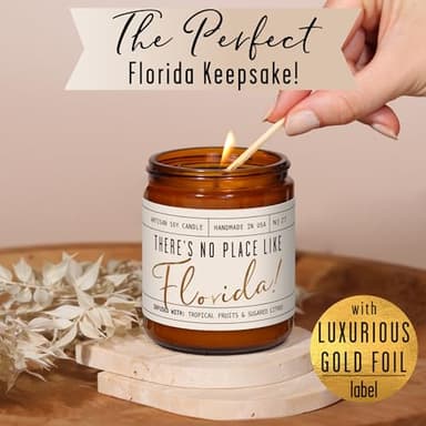Florida Gifts, Florida Decor for Home - 'There's No Place Like Florida Candle, w/Tropical Fruits & Sugared Citrus I Florida Souvenirs I Florida State Gifts I 9oz Jar, 50Hr Burn, USA Made - Image 4