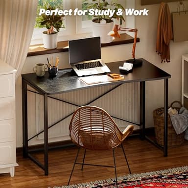 Huuger Folding Desk for Small Spaces, 39.3 Inch Foldable Computer Table, for Home Office, Study, Bedroom, Dorm, Space Saving, Small Writing Work Office Computer Desk, Easy to Fold, Black - Image 8