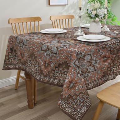 cusugbaso Boho Tablecloth 60x84 Inch Rectangle - Cotton Linen Vintage Rustic Farmhouse Bohemian Decorations for Home, Water-Resistant Washable Table Cloth for Party,Table, Outdoor - Image 4