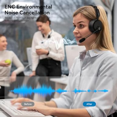 LEVN Bluetooth Headset with Microphone, Wireless Headset with Mic & Mute Button, 60 Hrs Working Time, Noise Cancelling Bluetooth Headphomes 5.3 Multipoint Connect to Cell Phone/Mobile/Laptop/Tablet/PC - Image 2