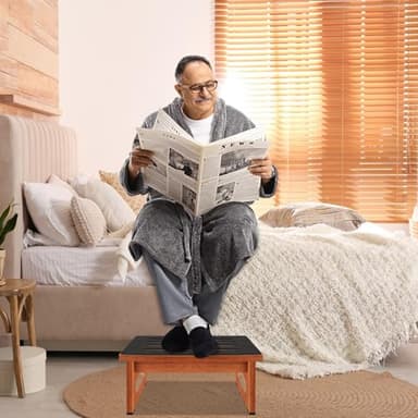 One Step Stool for Bed, Wooden Step Stool with Non-Slip Feet, 450 LBS Capacity Stepping Stool for Adults Seniors, Bedside Steps for High Beds, Bathroom Kitchen Bedroom, Easy to Assemble, Rustic Brown - Image 5