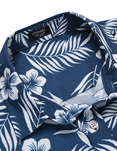 COOFANDY Mens Tropical Shirts Short Sleeve Hawaiian Print Shirts Vacation Beachwear - Image 5