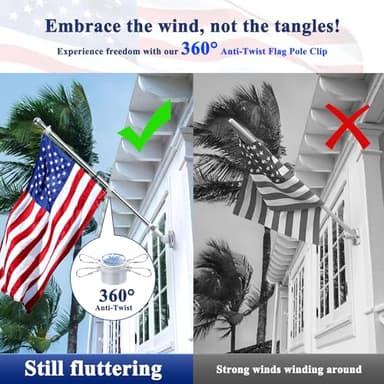 ESTTOP 5 FT Flag Pole, Tangle Free Spinning Stainless Steel Weather Resistant Rustproof Flagpole for 3x5 USA Flag Sports Fan Outdoor Flags 1" Dia Flag Poles for Outside House, Wall-Mounted (Silver) - Image 2
