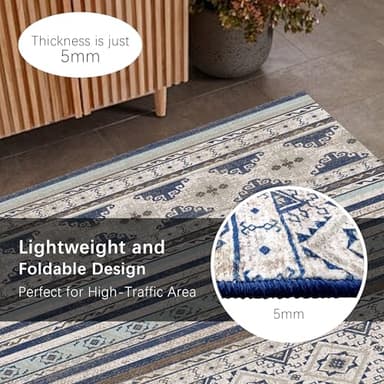 RUGSURE Washable Area Rugs 6' x 9' - 1/6 Thick - Moroccan-Inspired -Stain & Water Resistant Non-Slip - Resistant Rug for Living Room, Bedroom, Nursery, Pet & Child Friendly (Blue and Brown) - Image 5