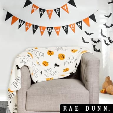 Rae Dunn Throw Blanket- Soft, Decorative Blankets for Bed or Couch, Cozy Throws for Sofa, Soft Plush Throw Embroidered Jacklatern Bat, 50 inches x 70 inches - Image 7
