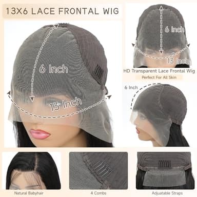 Real Human Hair wig 13x6 Lace Front Wigs Human Hair Pre Plucked 28 Inch Straight Human Hair Wig with Baby Hair 200% Density HD Lace Front Wigs Frontal Glueless Wigs for Women - Image 6