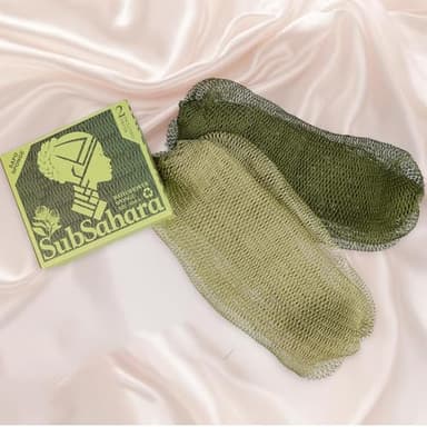 SubSahara Authentic African Net Sponge - 2 Pieces Exfoliating Scrubber for All Skin Types, Bath Sponge for Face & Body, Travel Portable, Durable, Gentle Exfoliation (Olive Green & Light Green) - Image 2