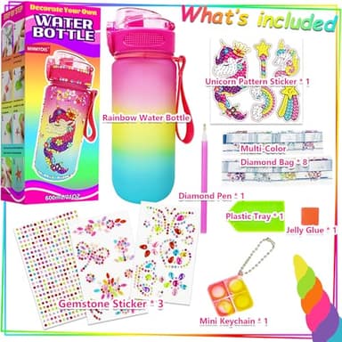 MHMYDIS Decorate Your Own Water Bottle - Arts and Crafts for Girls 4 5 6 7 8 - Unicorn Diamond Painting Craft - Fun Birthday Christmas Gifts for Kid 6-12 (Unicorn) - Image 3