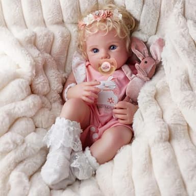 BABESIDE Reborn Baby Dolls Bettie - 17 Inch Soft Body Realistic Baby Doll Girl Lovely Awake Blond Curly Hair Girl Bebe Reborn de Silicona Real Life Baby Dolls with Gift Box for Kids Age 3+ Collectors - Image 9