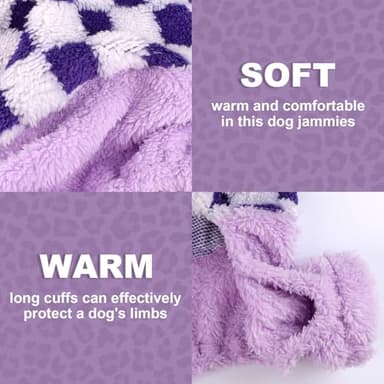 Dog Pajamas Pjs Fleece Dog Sweater Cute Puppy Clothes for Small Dogs Chihuahua Yorkie Clothes Girl Boy Warm Pullover Doggie Outfit Cat Sweater (Square Purple, XX-Small) - Image 6