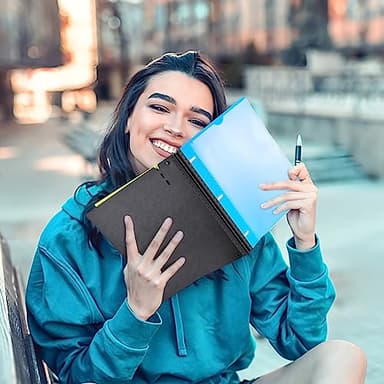 INFUN All-in-one Telescoping Binder Notebook - 2PCS, Refillable 3 Ring Notebook Binder with 1 Plastic Movable Pocket Folder,5 Plastic Subject dividers and Graph Paper and College Ruled Paper - Blue - Image 7