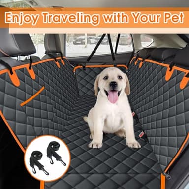 NECKORY Dog Car Seat Cover, Durable Waterproof Scratch Proof Nonslip Dog Hammock, Back Seat Covers with Pocket for Cars SUVs and Trucks - L, Black/Orange - Image 7