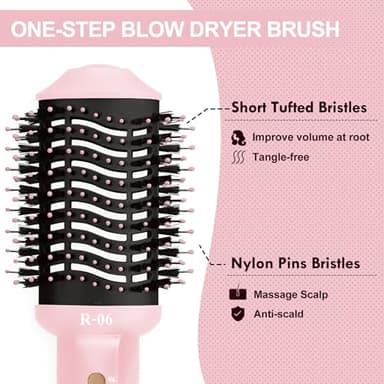 Lopeie Hair Dryer Brush Blow Dryer Brush in One, 4 in 1 Hair Dryer and Styler Volumizer with Oval Barrel, Professional Salon Hot Air Brush for All Hair Types, Bright Pink - Image 9