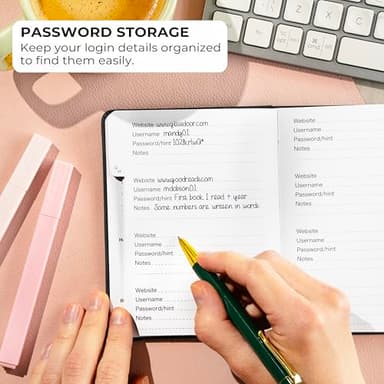 Clever Fox Password Book with alphabetical tabs. Internet Address Organizer Logbook. Small Pocket Password Keeper for Website Logins (Black) - Image 3