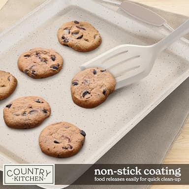 Country Kitchen Nonstick Stackable Bakeware Set - Heavy Duty, Durable, Easy Release Baking Set, Cream, 10 Pcs - Image 6