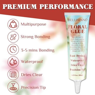 Floral Glue for Fresh Flowers, Waterproof Flower Adhesive for Corsages, Boutonnieres, Wristlets, Wedding Crafts, Fast Drying, Strong Hold Floral Glue for Silk Dried Flowers and Accessories (50ml) - Image 2